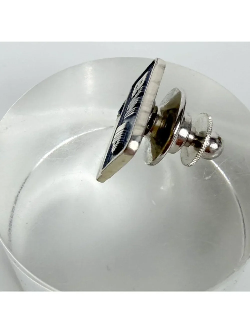 Vtg BWP Burbank Water Power Sterling Silver Sapphire Employee Tie Tack Pinback